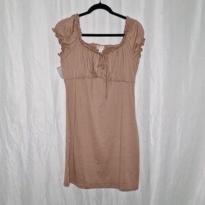 Brand New No Comment Bodycon Dress Size XL Tan Cream Brown